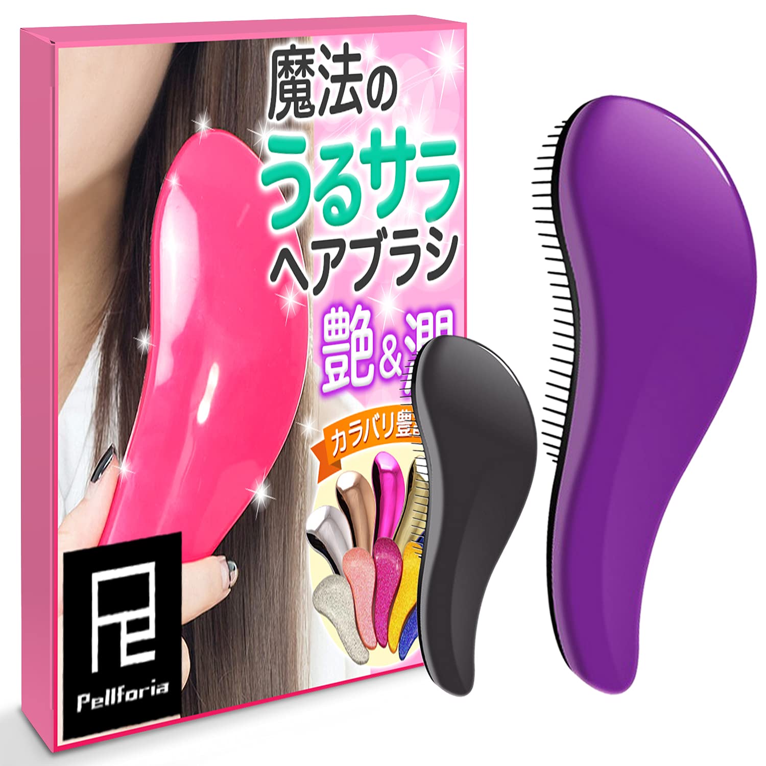 

Расческа Magical Urusara Big Mini Purple Pellforia Hairbrush, Tangle-Free [Набор 2] Щетка, Расческа, Размер, Размер, Фиолетовый, фиолетовый