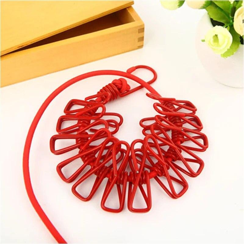 

Портативная веревка для одежды с 12 зажимами, выдвижная сушилка для белья, веревка для сушки одежды, подвесная веревка для одежды на открытом воздухе розовый