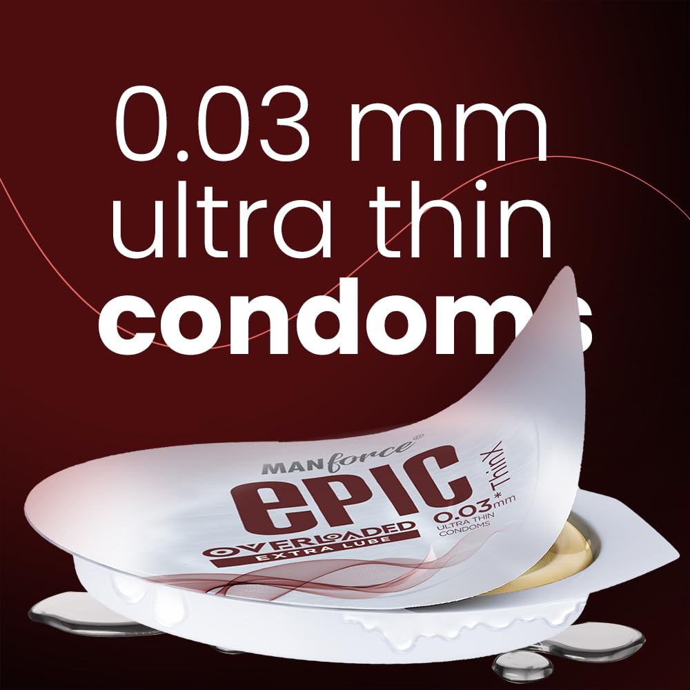 Manforce Epic ThinX Overloaded | Ultra Thin Extra Lube Condoms with Easy Peel Pack | 3 Sheets Each, Pack of 2