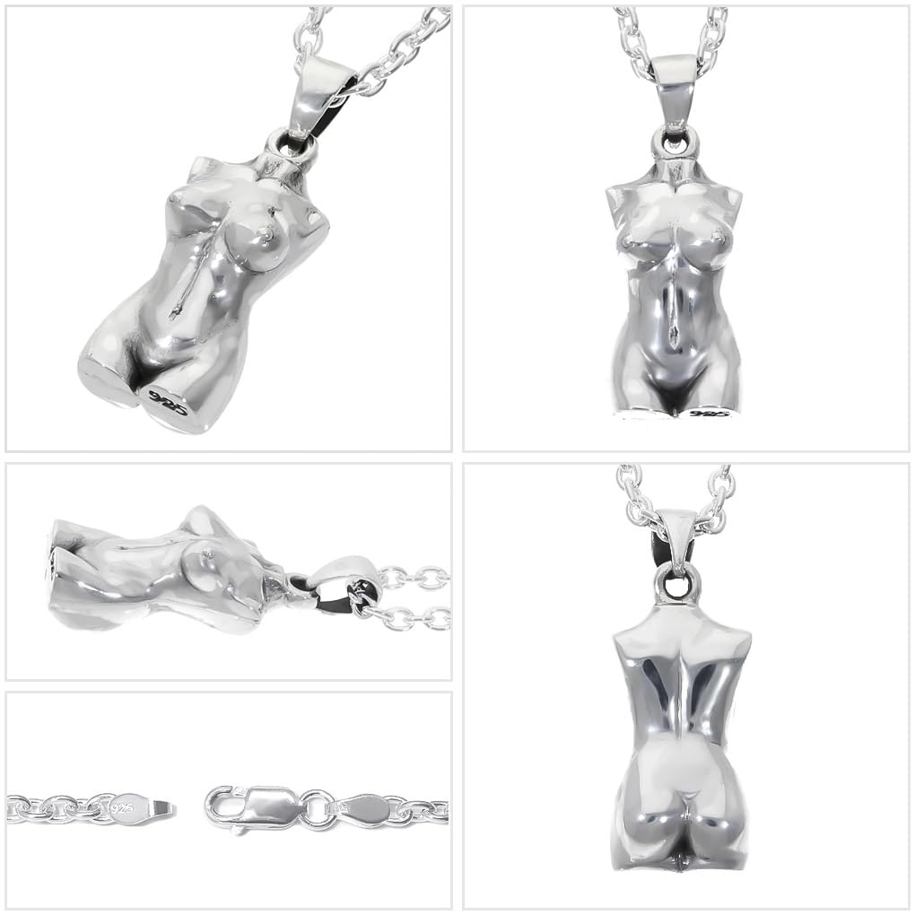 [Shinjuku Gin no Kura] 3D Nude Statue Silver 925 Pendant (No Chain) Charm Nude Beauty Goddess Torso Statue Men's Unique Necklace Motif