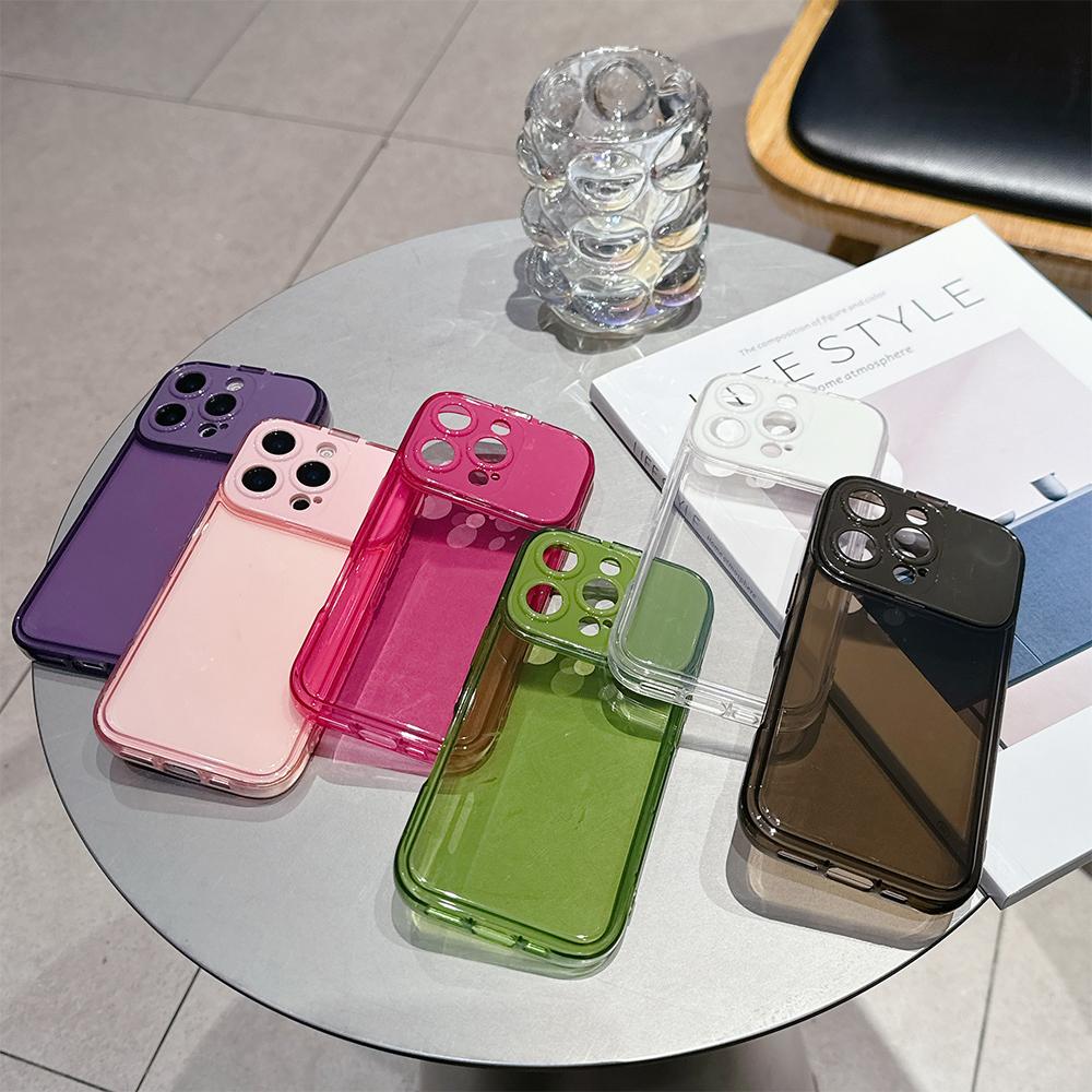 Candy Color Mirror Stand Holder Transparent Phone Case For iPhone 7 8 11 12 13 14 15 16 Plus Pro X XS XR Max