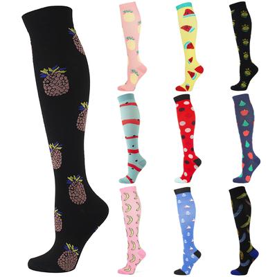 Women's Absorb Sweat Print Nylon Long Tube Compression Outdoor Sports Socks
