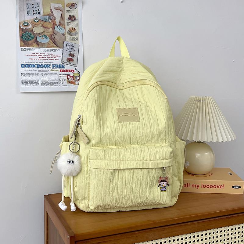 Schoolbag large capacity fashion letter backpack small fresh nylon new backpack bag female personality striped college bag