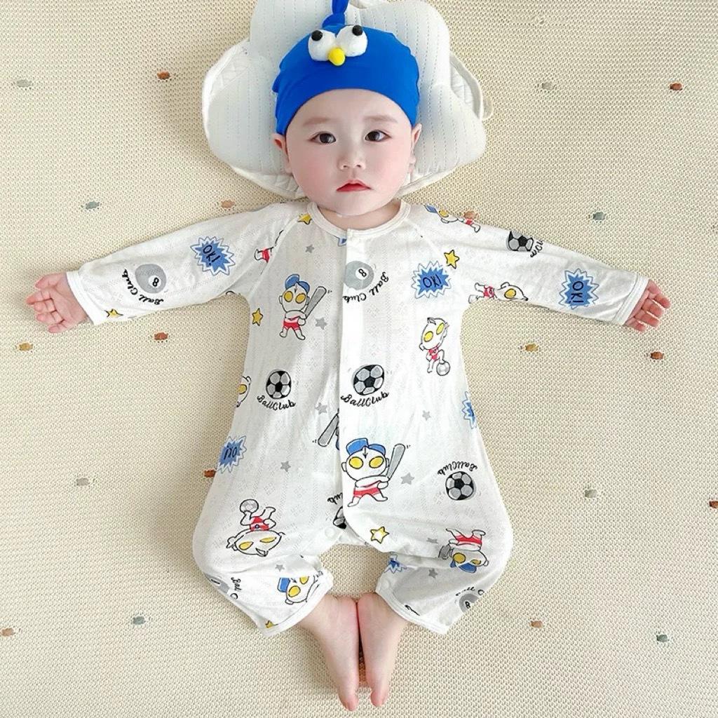 Unisex Long Sleeve Summer Baby Romper - Breathable, Lightweight Pajamas for Air-Conditioned Comfort