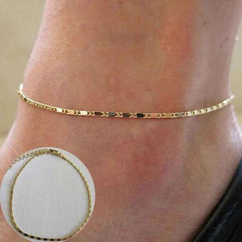 Timeless Women Simple Gold Plated Chain Anklet With Classic And Versatile Design