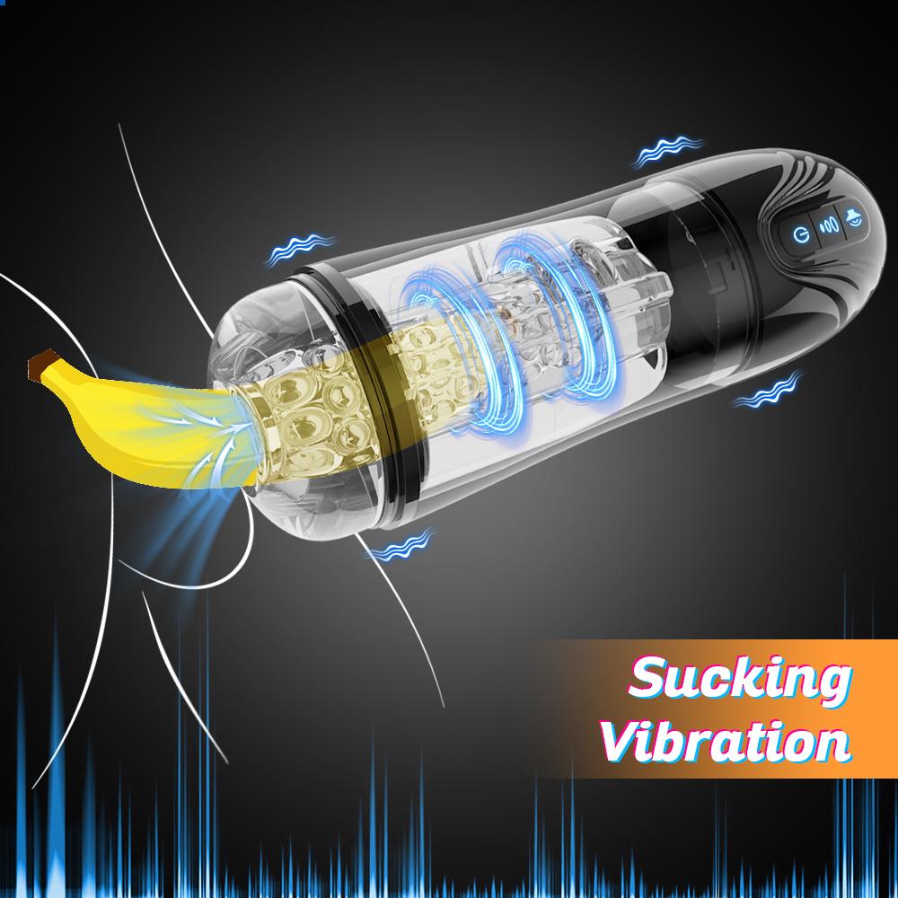 Male Masturbator Cup Transparent Automatic Vacuum Sucking Vibrating Mastubator Sex Toys Blowjob machine Vagina Masturbation