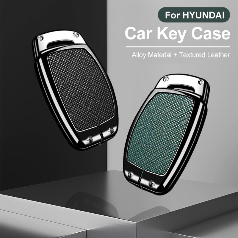 Zinc Alloy Leather For Hyundai Ix35 I40 I20 I10 Tucson Elantra Creta Sonata Ioniq Accent Creata Smart Remote Cover Car Key Case