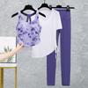 Women Dance Outfit Backless Crop Top High Waist Leggings 2Pcs Set Stage Performance