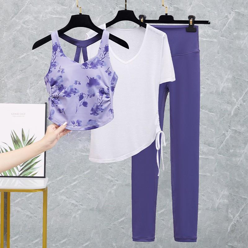 Women Dance Outfit Backless Crop Top High Waist Leggings 2Pcs Set Stage Performance