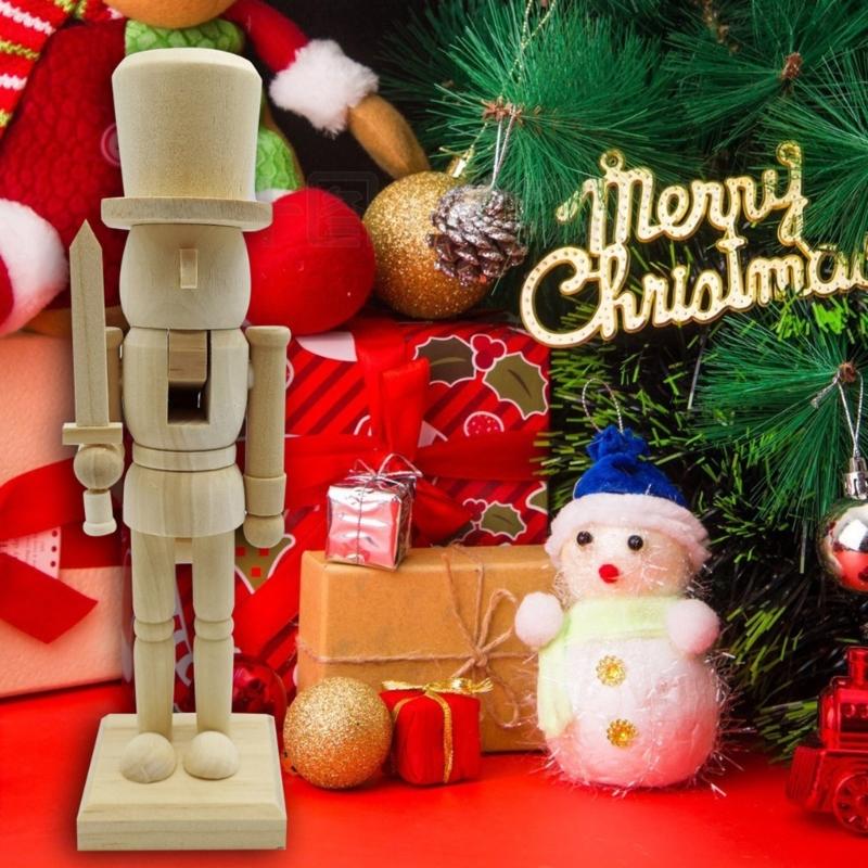 25,5 cm Casse-Noisettes de Noël Roi Soldat Bois Casse-Noisettes Inachevés Figurine Artisanat Peinture Marionnette Non Peinte Ornement