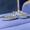 Luxury Female White Zircon Stone Hoop Earrings Vintage Fashion Silver Color Wedding  For Women