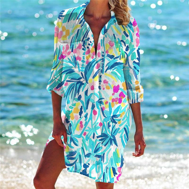 Women's Bikini Cover Up Shirt Swimwear Cardigan Printed Vacation Beach Sexy And Stylish Beachwear Ideal For Summer Pool And Beach Activities