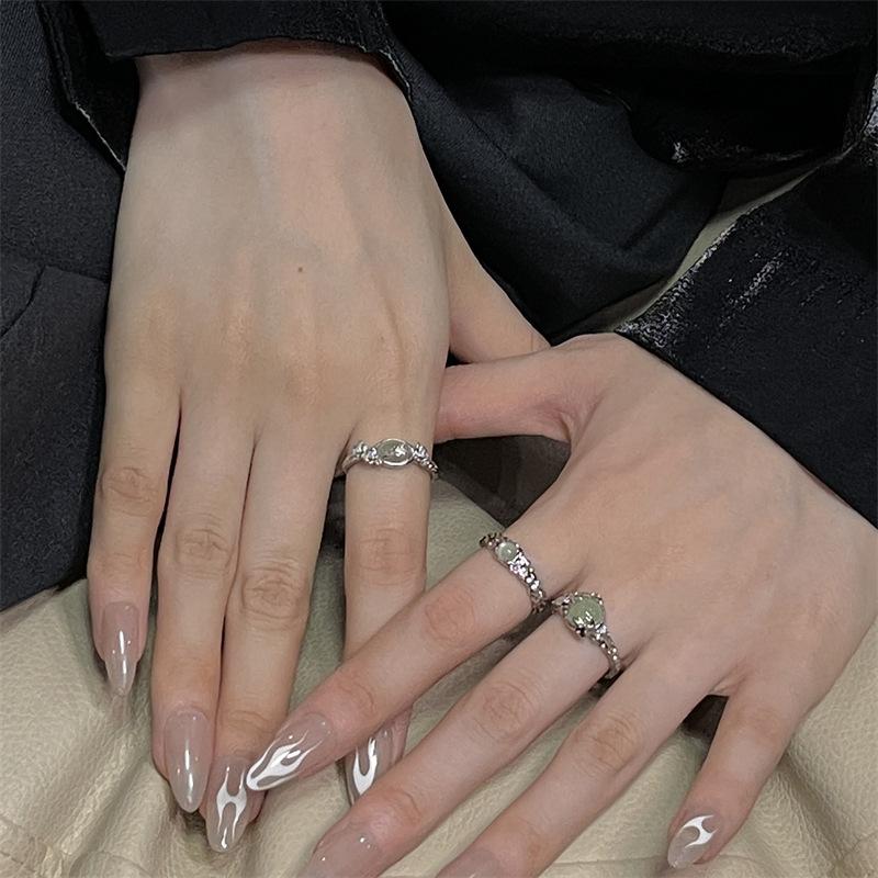 [Ice Jade Wrapped Branches] National Style Open Ring French Premium Sense Stacked Women Wearing Niche Rose Rings