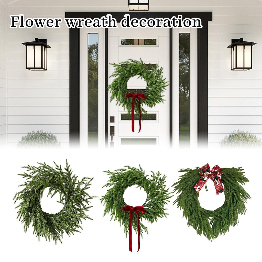 Norfolkský věnec na vchodové dveře, Umělý věnec, Realistický věnec ze zelených umělých listů na zeď, okno