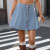 Women's Fashion Denim Button Short Umbrella Skirt Half Skirt