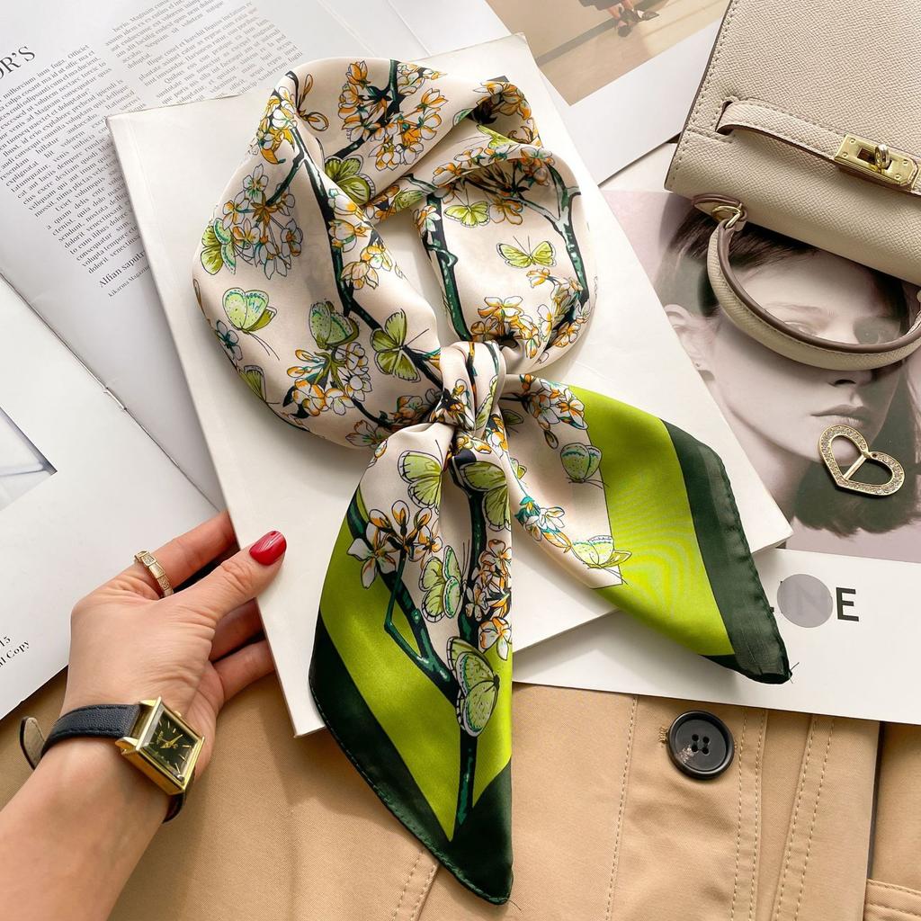 Luxus-Mode-Druck 70*70cm Seide Quadrat Schal Frauen Weiche Satin Haarband Halstuch Krawatte Weibliche Stirnband Foulard Tasche Band