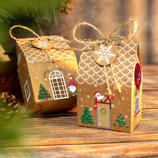 24 Pcs Christmas Gingerbread House Gift Box Paper House Treat Boxes for Holiday Party Favors Cookie Candy Gifts Packaging