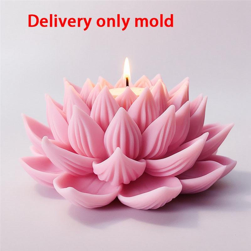 M-Modern-Simulation Lotus Candle Silicone Mold Blossom Flower Soap Fragrance Ornaments Making Chocolate Cake Decor Gift