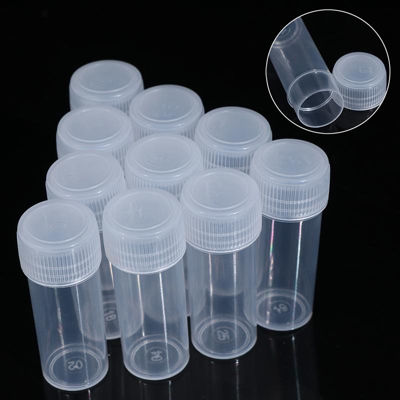 New Sale 10Pcs 5ml Plastic Test Tubes Vials Sample Container Powder Craft Screw Cap Bottles for Office School Chemistry Supplies