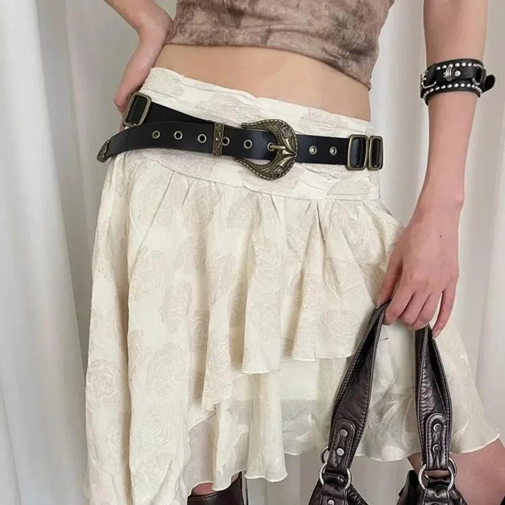 Pu Leather Waist Belt American Dress Jeans Belt Fashionable Women's Belt  Spicy Girls