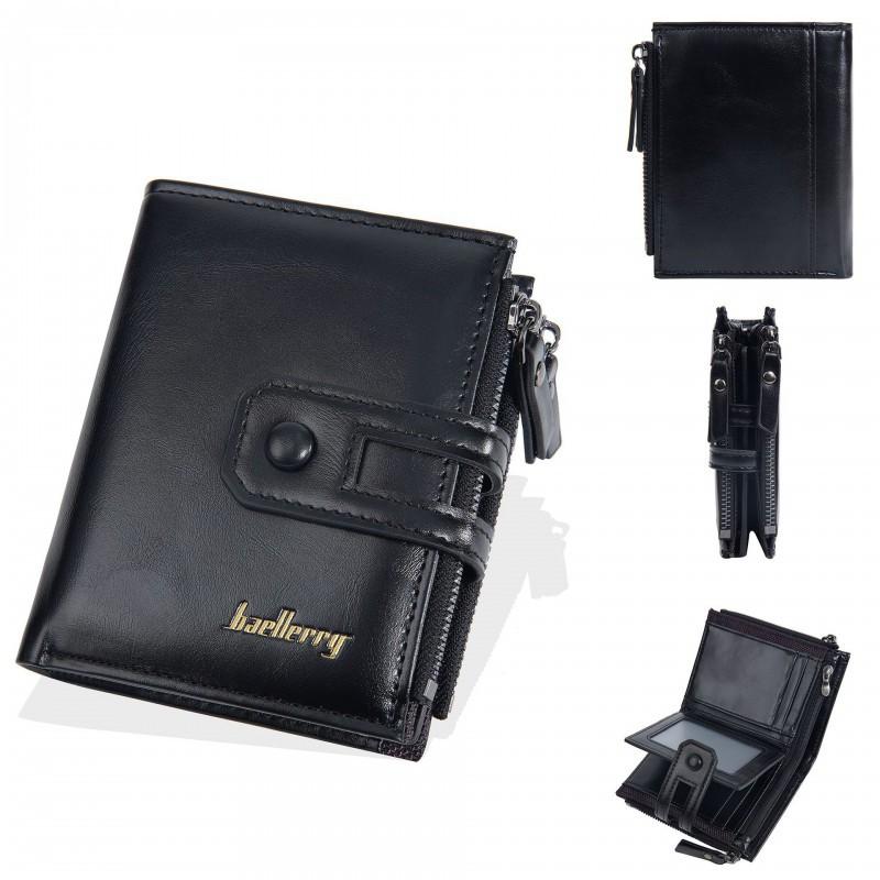 New Men's Wallet Retro Fashion Short Style Multi Card Buckle Soft Leather Clip Zipper Coin Purse