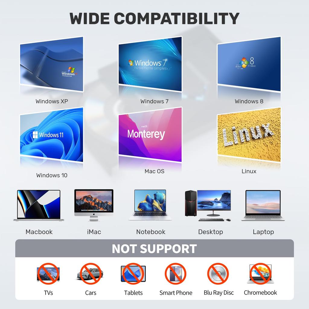 Unitek Improved Light-Up Version Game Console Style Multifunctional External CD/DVD Drive with USB Hub Function, USB 3.0/Type C Port, Portable Drive,