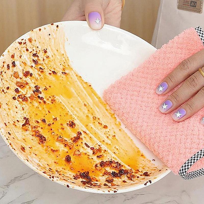 10 Pcs Microfiber Kitchen Dish Cloth Super Absorbent Cleaning Cloth Non-stick Oil Wipe Rags Household Cleaning Towels Tools