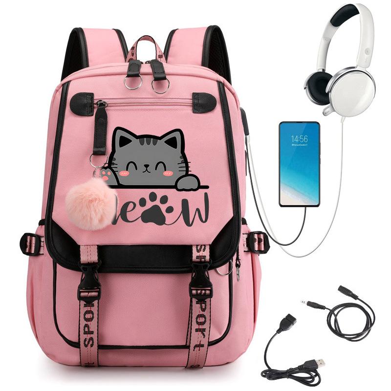 Kawaii kaķīša mugursoma Anime studentu skolas
