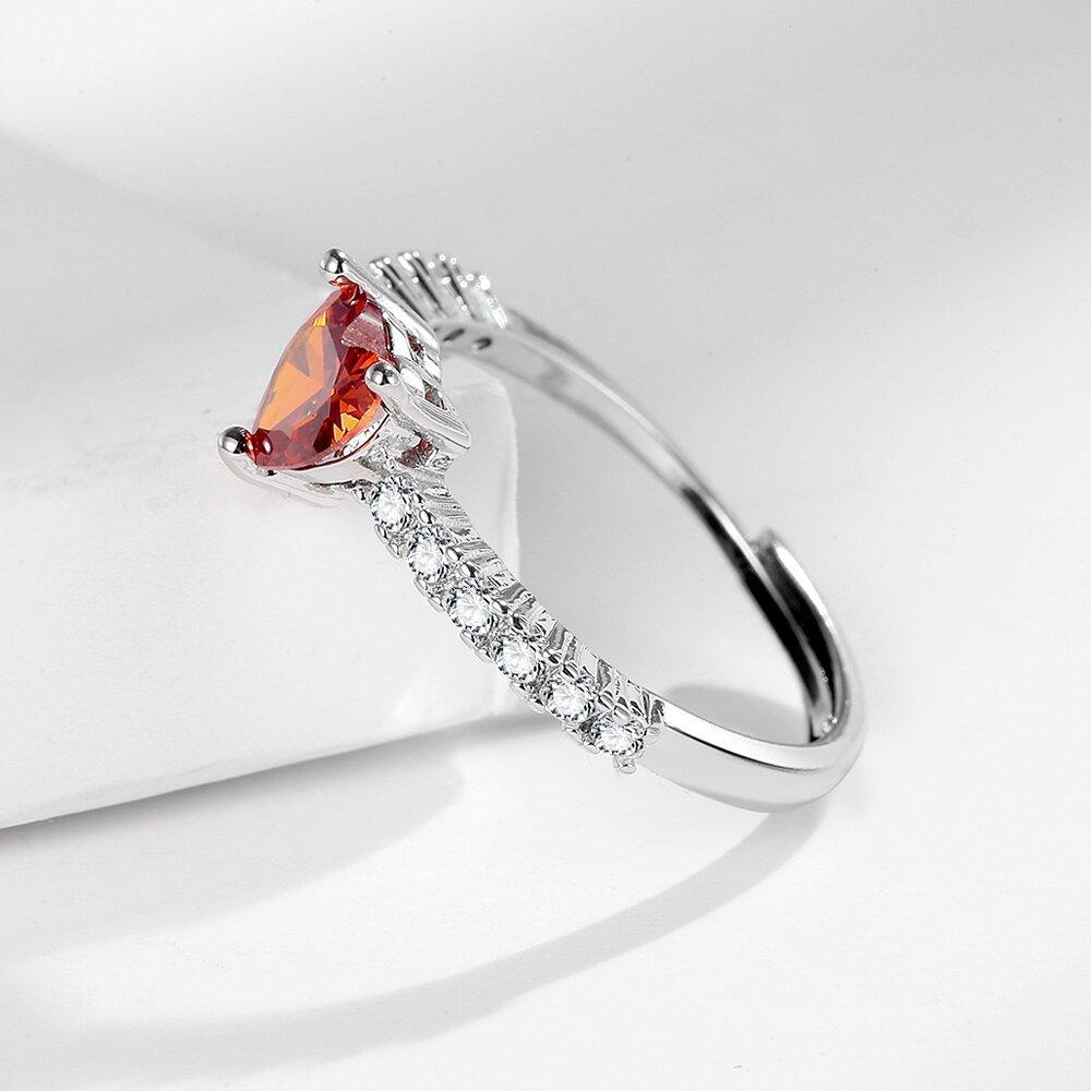 Silve Gorgeous Shiny Stone Red Heart Zircom Ring For Women Engagement Wedding High Quality Fine Jewelry