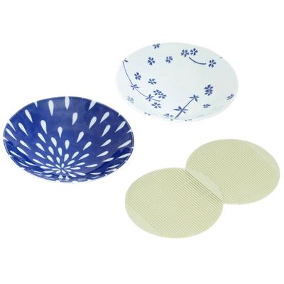 Paire d'assiettes à soba légères style Edo avec égouttoir en PP 281031
