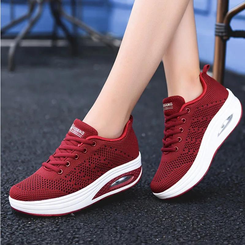 Women's Sports Shoes Breathable Hollow Casual Outdoor Comfortable Shoes Lightweight Thick Sole Large Size Women's Shoes