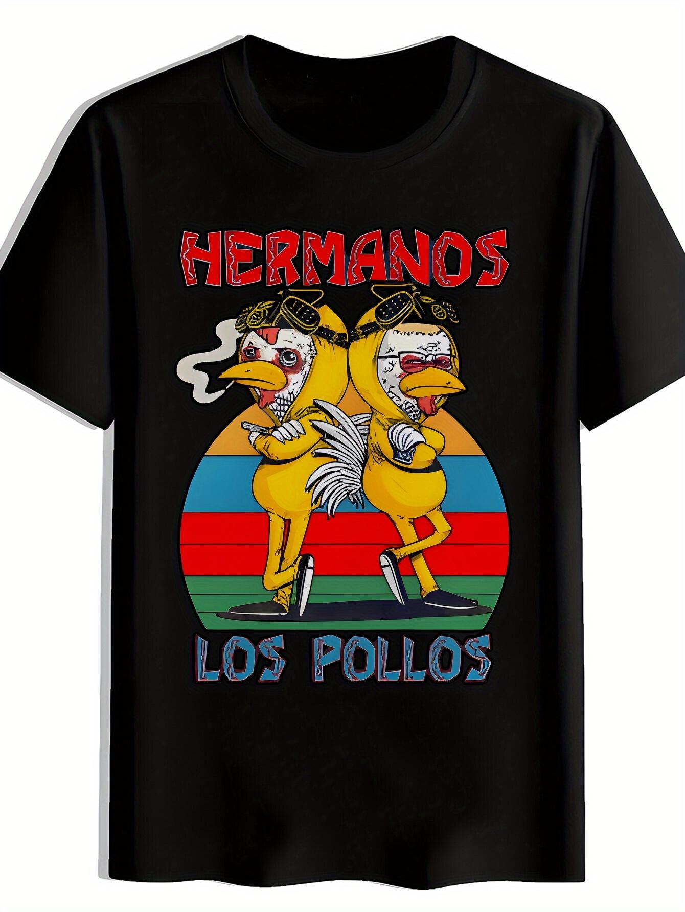 

Black Graphic T-shirt with Hermanos Hernández & Los Pollos Design - Lightweight Polyester Round Neck Casual Summer Tee for Beach XL
