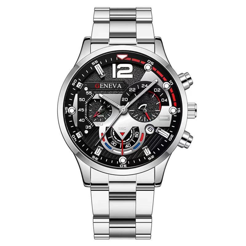 Hot-selling men s steel belt calendar quartz watch, sports pointer quartz watch men s watch