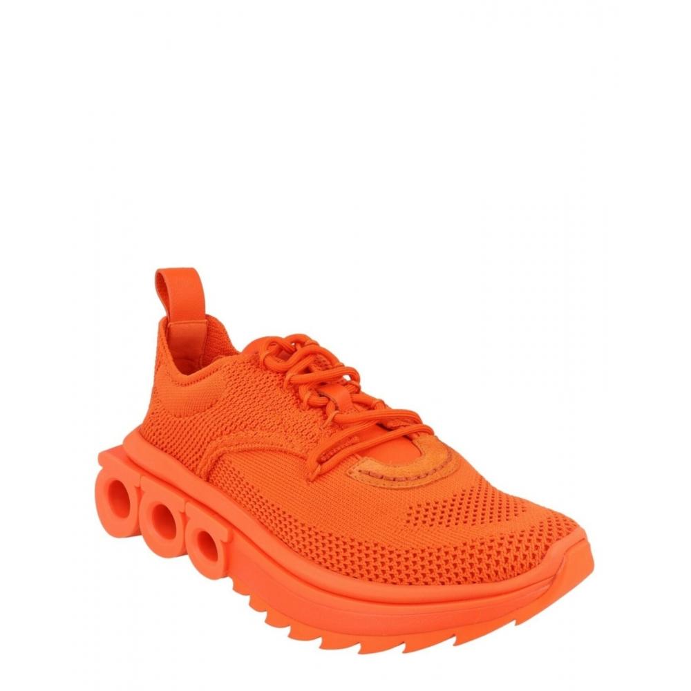Salvatore Ferragamo Nima Knit Low Top Sneakers Orange