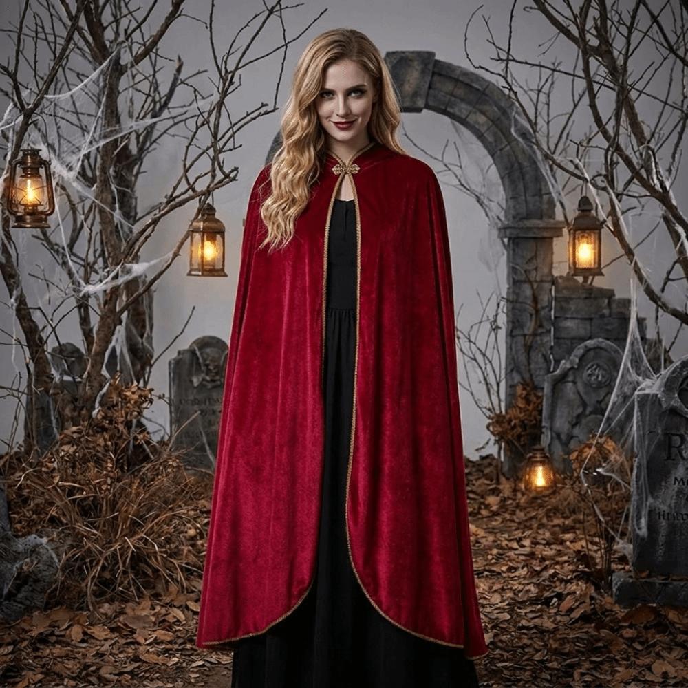 Washable Durable Halloween Cloak Solid Color Velvet Cape Funny Gothic Costume Cape Queen
