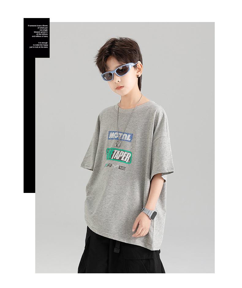 Boys' Trendy Korean Style Cartoon T-Shirt - Casual Loose Fit, Short Sleeve Summer Top