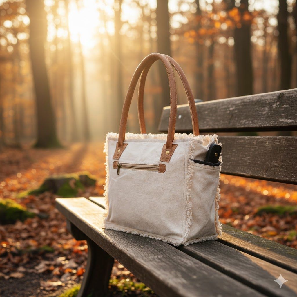 Bags Sel De Mer Upcycled Canvas Hand Bag Upcycled Canvas & Cowhide Tote Bag Radiant Upcycled Canvas Leather Bag