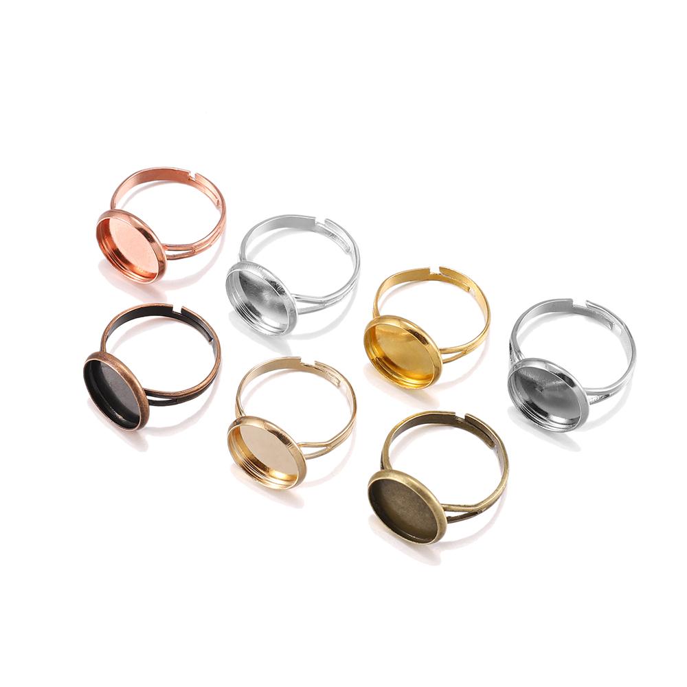 10pcs/lot Adjustable Blank Ring Base Dia 10 12 14 16 18 20 25 mm Glass Cabochons Cameo Settings Tray Fit Diy Ring Jewelry Making