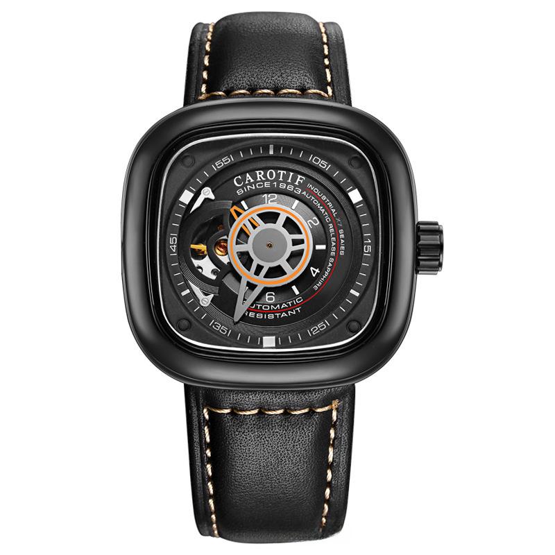 Men’s Automatic Mechanical Square Dial Watch – Hollow Design, Trendy Douyin Favorite