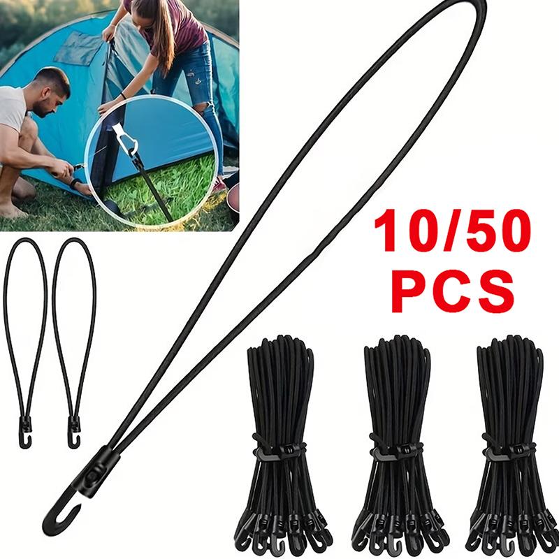 10/50Pcs Bungee Cord With Hooks High Elasticity Expander With Hooks Rubber Tensioner With Hooks For Camping Tarpaulin