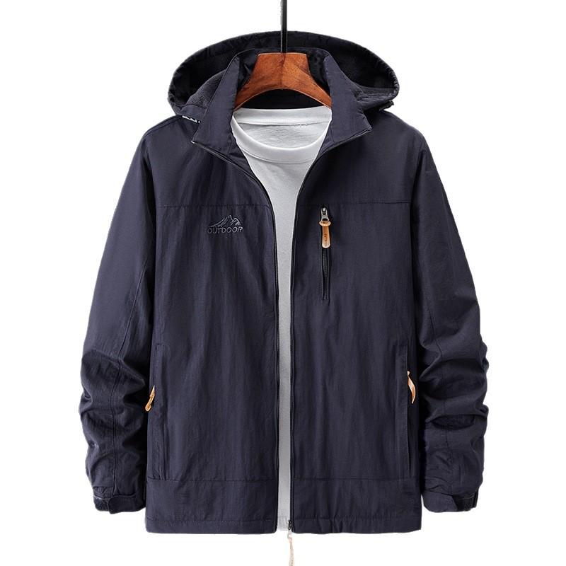 Men's Waterproof Breathable Outdoor Jacket with Detachable Hood - Spring/Autumn Plus Size Windbreaker & Sport Casual Outerwear.