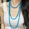 Retro 8mm Wersja Przedłużona Około 180 cm Naturalny Butik Lodowy Błękitny Chalcedon Naszyjnik Sweterkowy Damski