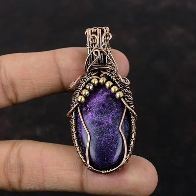 Purpurite Gemstone Pendant Copper Wire Wrapped Jewelry Handmade Pendant Copper Pendant Purpurite Jewelry Wire Wrap Pendant Anniversary Gifts