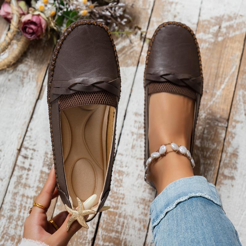 Large Size New Solid Color Bow Braided Flower Decoration for Women's Flat Loafers