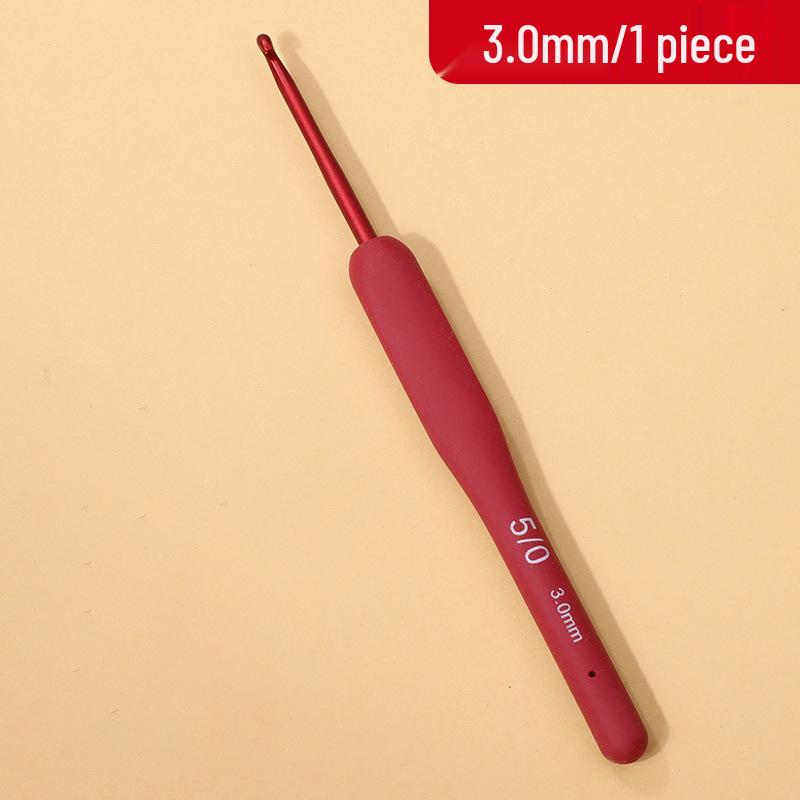 Red Soft Grip Crochet Hooks Set: Handmade Silicone Non-Slip Knitting Needles with Bag