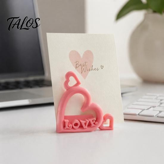 Couple Gift for Anniversary Heart Photo Stand with Embossed LOVE Letters, 3D Printed Vertical Slot Wedding Sign In Table Decoration Picture