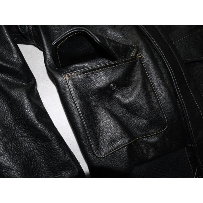 Giacca in vera pelle da uomo di taglia cinese, giacca da pilota militare, giacca da volo A2 dell'aeronautica militare, nera, marrone, 100% pelle di vitello, vestiti in pelle di mucca