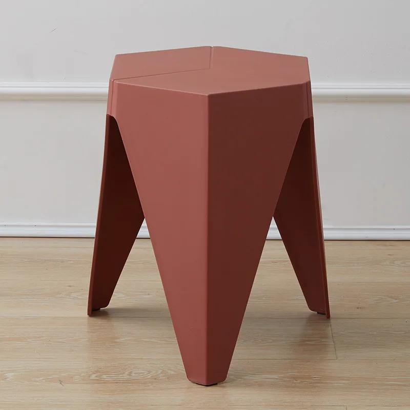 Ins Creative Modern Shoe Replacement Bench Footstool Non Slip Thick Plastic Small Stool Low Geometric Furniture Home