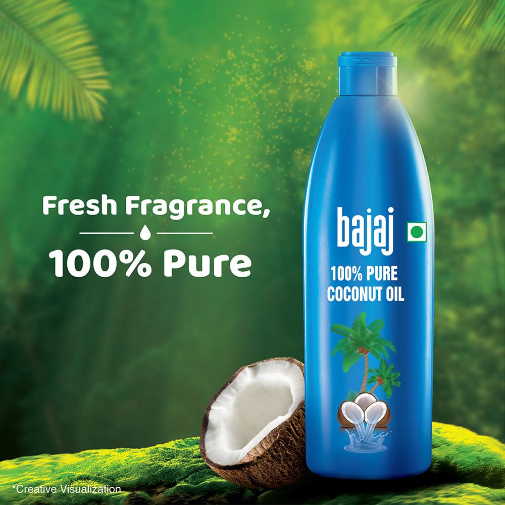 BAJAJ 100% Pure Coconut Oil 900ml Pack Of 1 Premium Edible Grade Natural Coconut Oil
