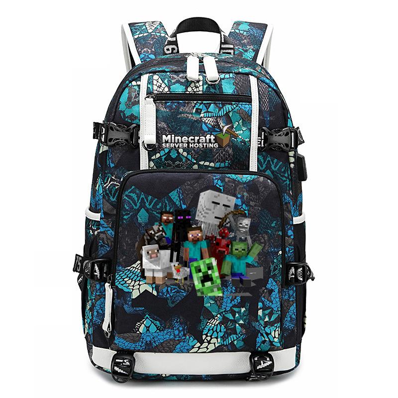 Hot Selling Minecraft Game Peripheral Printed Backpack Outdoor Large Capacity Travel Bag